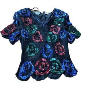 Stenay Multicolor Floral Sequin Top